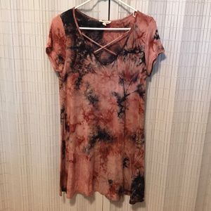 Tie dye criss cross front dress